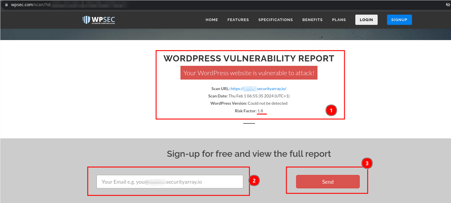WPSEC WordPress Quick Vulnerability Report