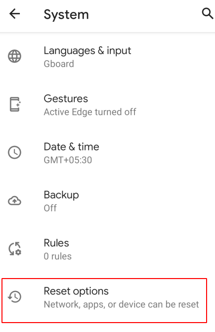 click on system reset